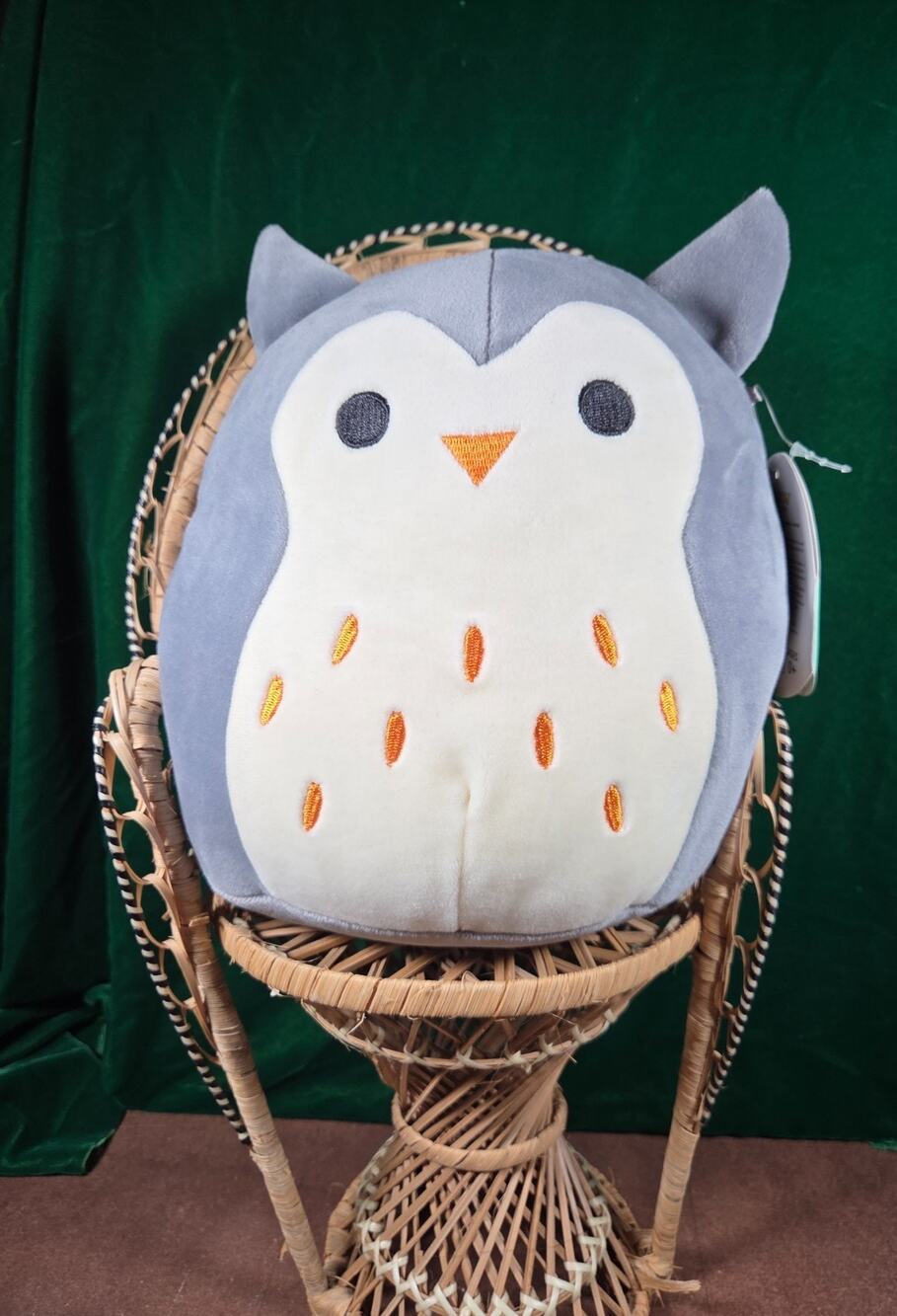 Squishmallow Hoot the Owl 8" Plush 2017 Gray Orange Feathers Kellytoy NWT New